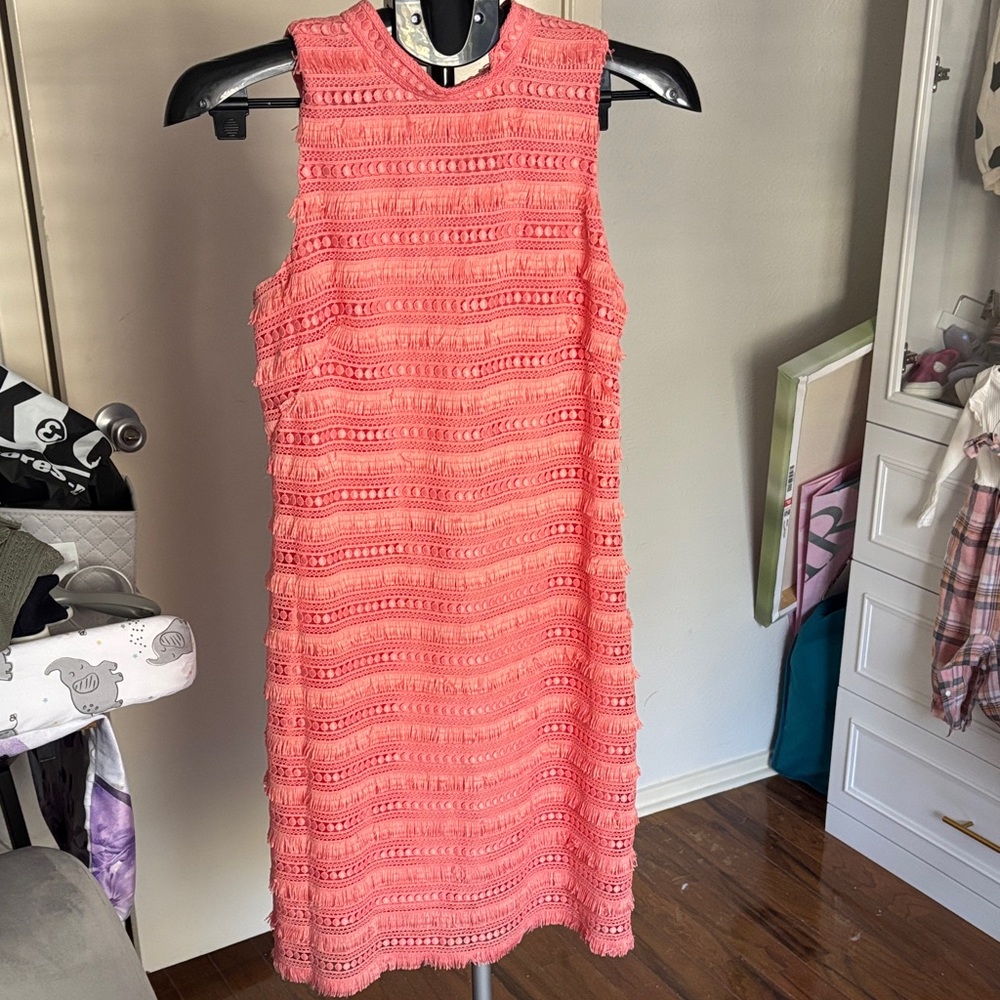 J. Crew Textured Coral Midi Dress